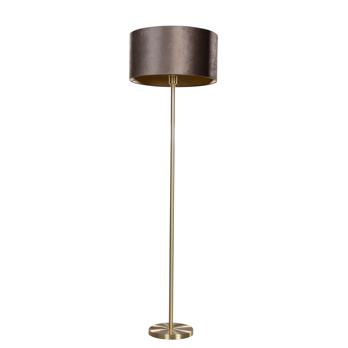 Lámpara de pie de latón con pantalla de terciopelo marrón 50 cm - Simplo