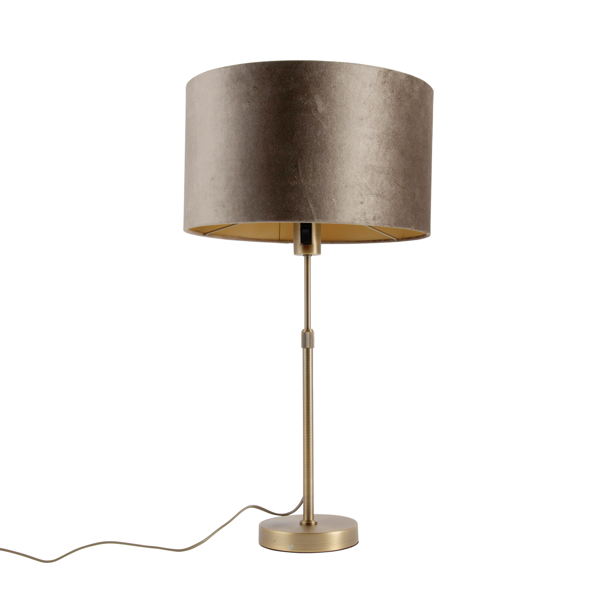 Bronz asztali lámpa barna bársonyernyővel 35 cm - Parte