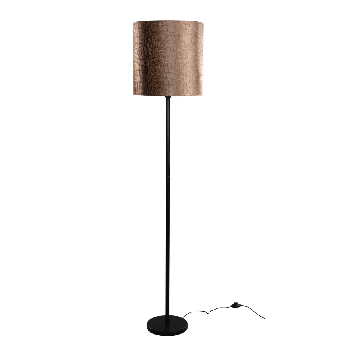 Lampadaire noir avec abat-jour en velours crocodile 40 cm - Simplo