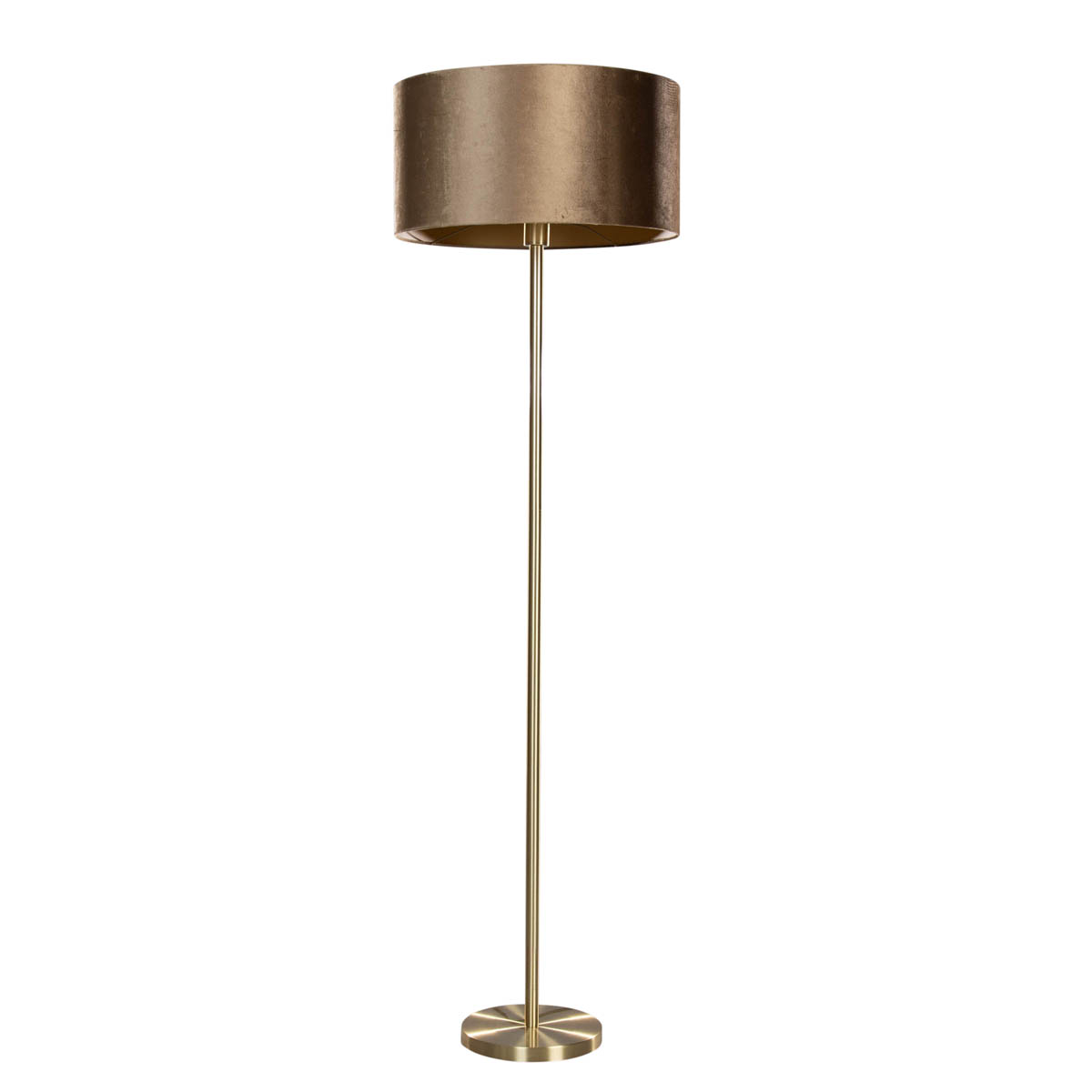 Lámpara de pie de latón con pantalla de terciopelo bronce 50 cm - Simplo