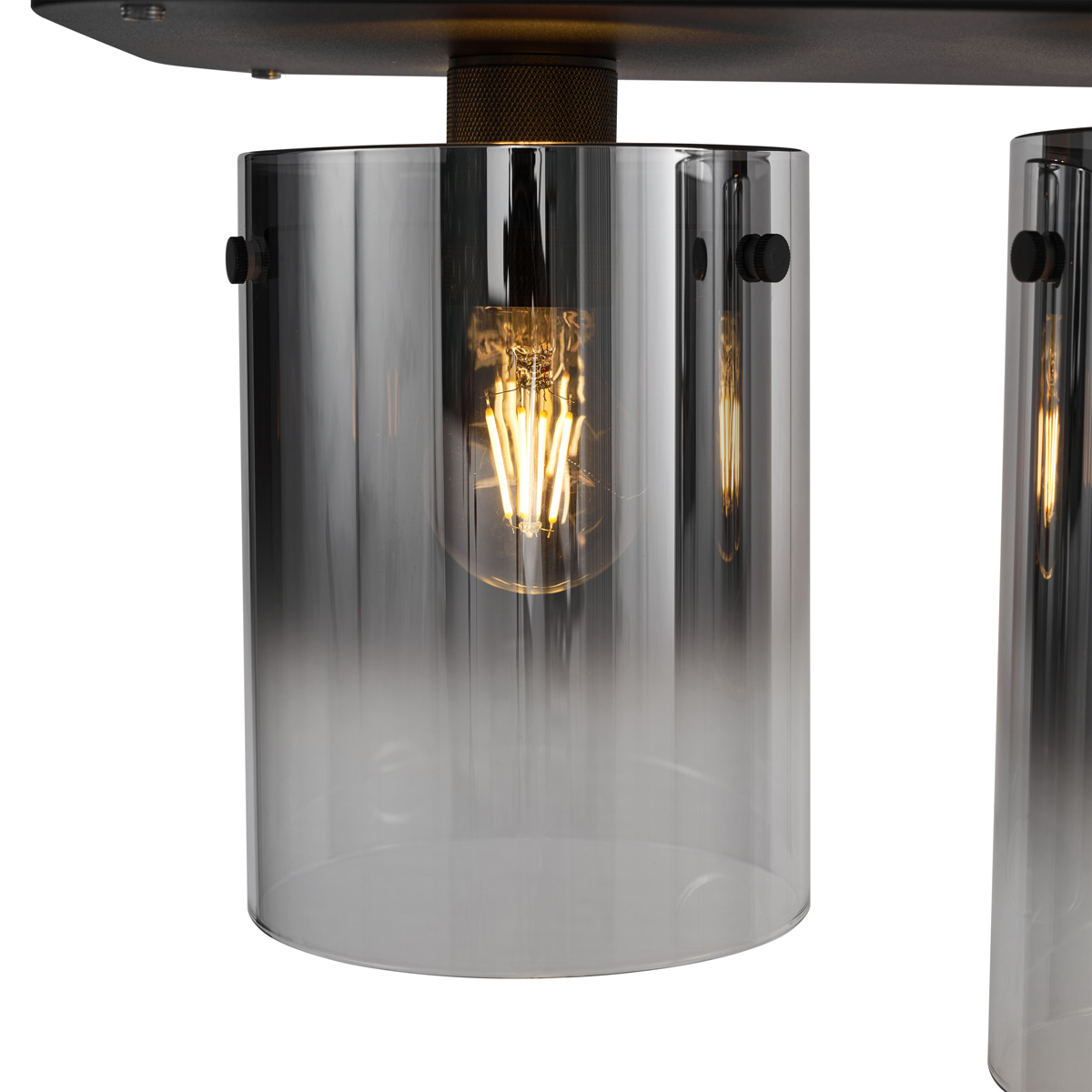 Lampada a sospensione moderna nera con vetro fumé 5 luci - Hybrid