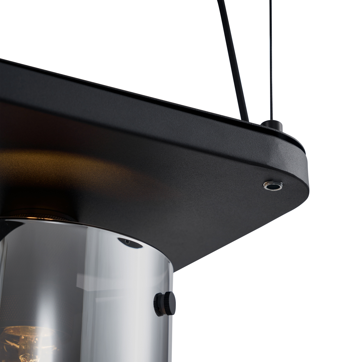 Lampada a sospensione moderna nera con vetro fumé 5 luci - Hybrid