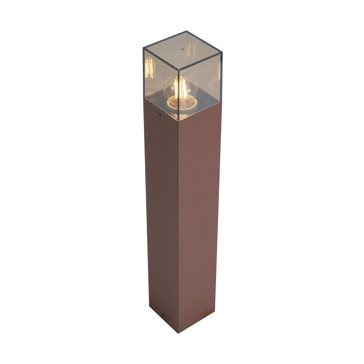 Industrial Outdoor Bollard Rust Brown with Smoke Glass 50cm with Twilight Sensor - Denmark