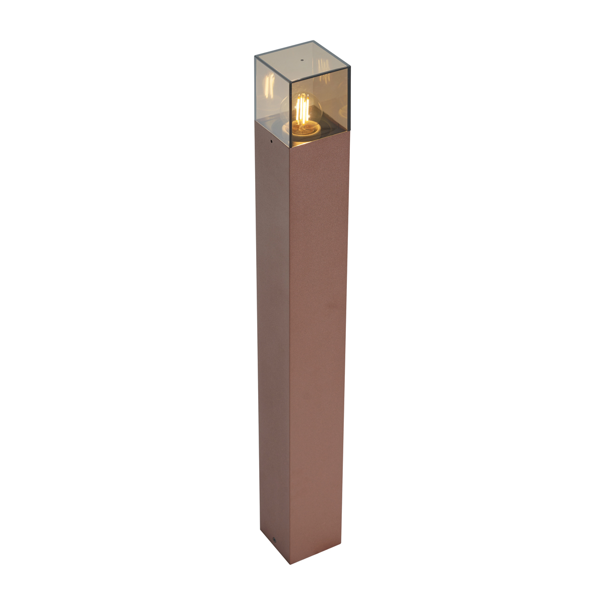 Industrial Outdoor Post Light Rust Brown with Smoke Glass 70cm with Twilight Sensor IP44 - Denmark