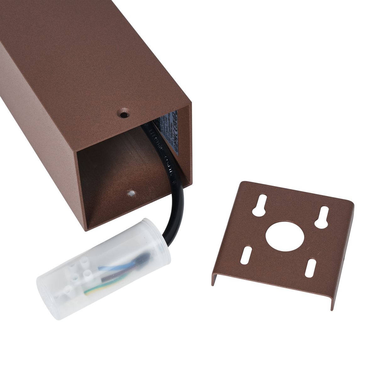 Industrial Outdoor Post Light Rust Brown with Smoke Glass 70cm with Twilight Sensor IP44 - Denmark