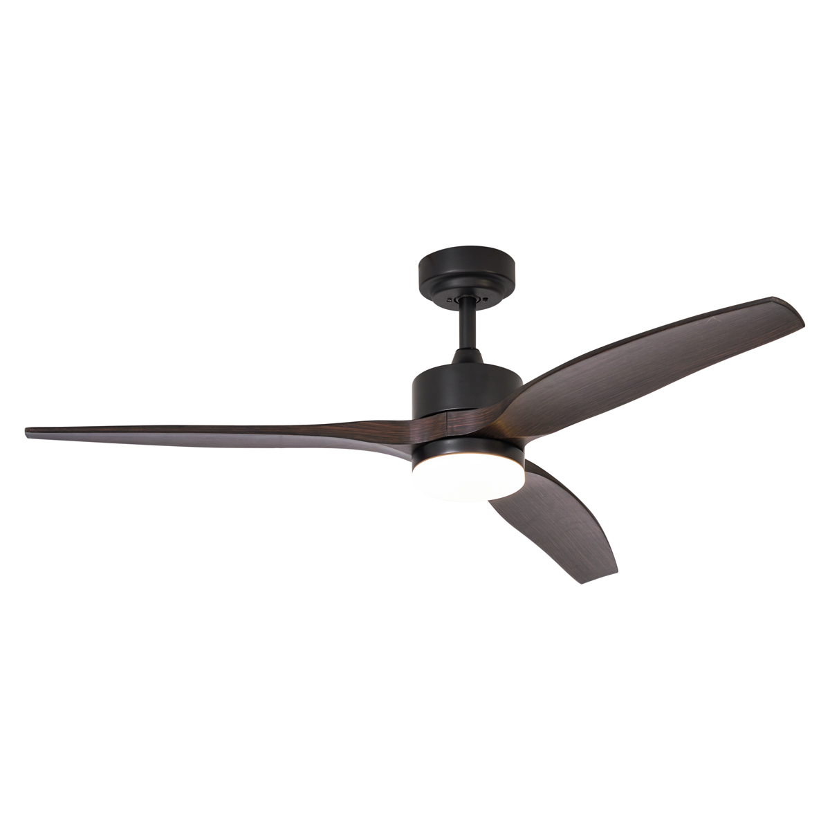 Mennyezeti ventilátor fekete fa mintázattal 132 cm LED-del, fényerőszabályzóval és távirányítóval - Joly