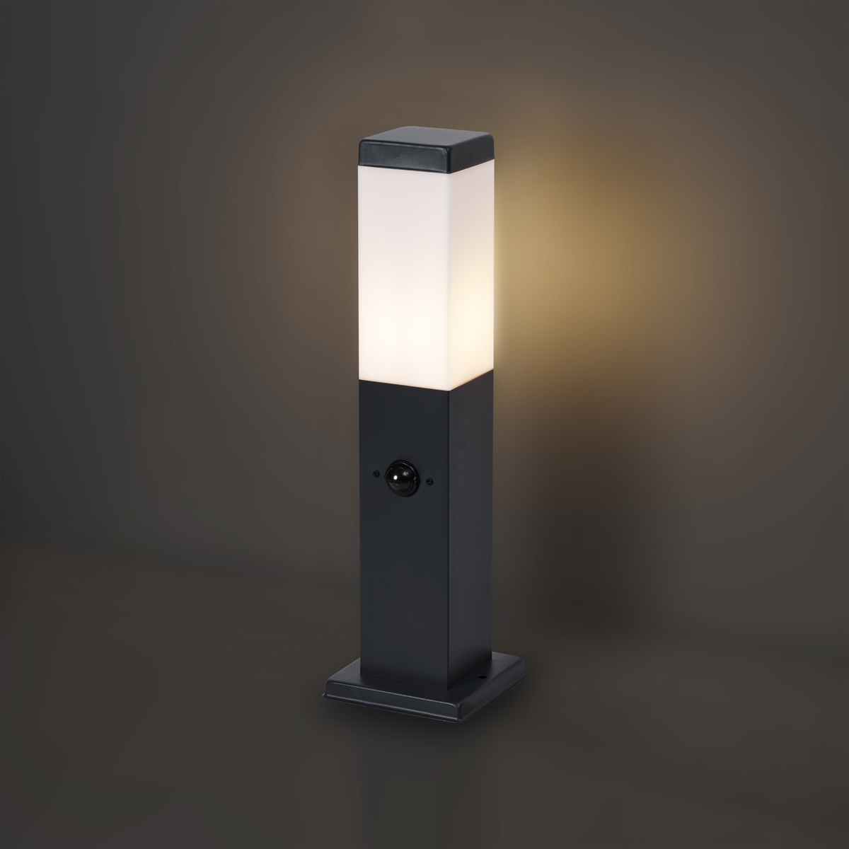 Outdoor Lamp Dark Grey with Opal Glass 45cm IP44 with Socket and Motion Sensor - Malios