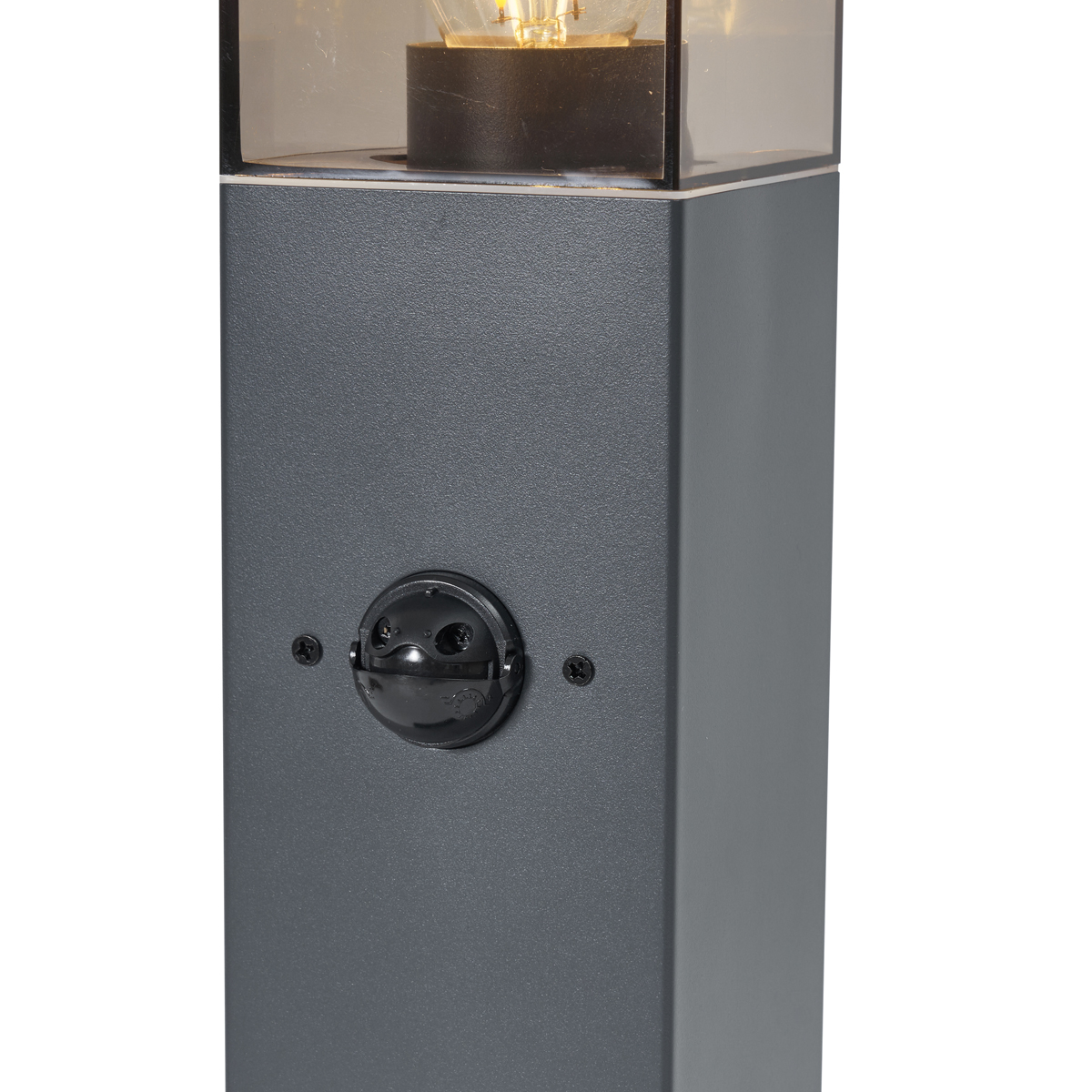Outdoor Lamp Dark Grey with Smoke Glass 45cm IP44 with Socket and Motion Sensor - Malios