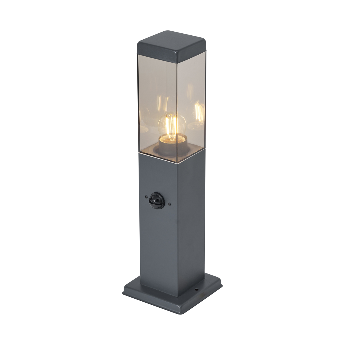 Outdoor Lamp Dark Grey with Smoke Glass 45cm IP44 with Socket and Motion Sensor - Malios