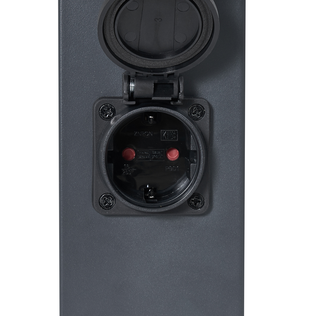 Lampada da esterno grigio scuro con vetro fumé 80cm IP44 con presa e sensore di movimento - Malios