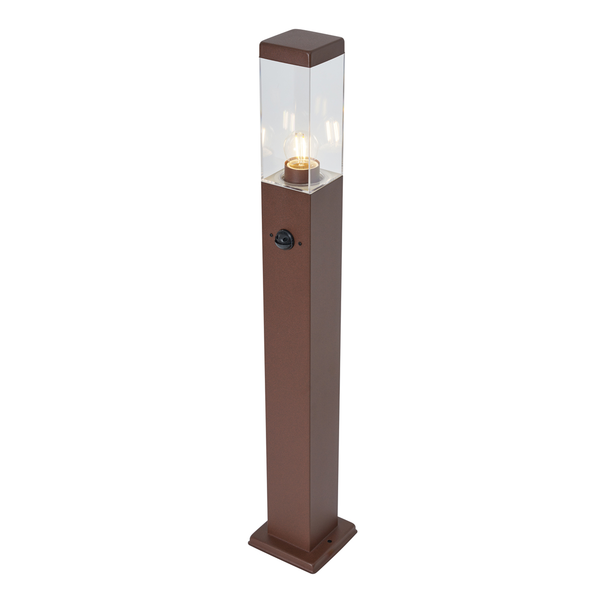 Outdoor Lamp Rust Brown with Clear Glass 80cm IP44 with Socket and Motion Sensor - Malios