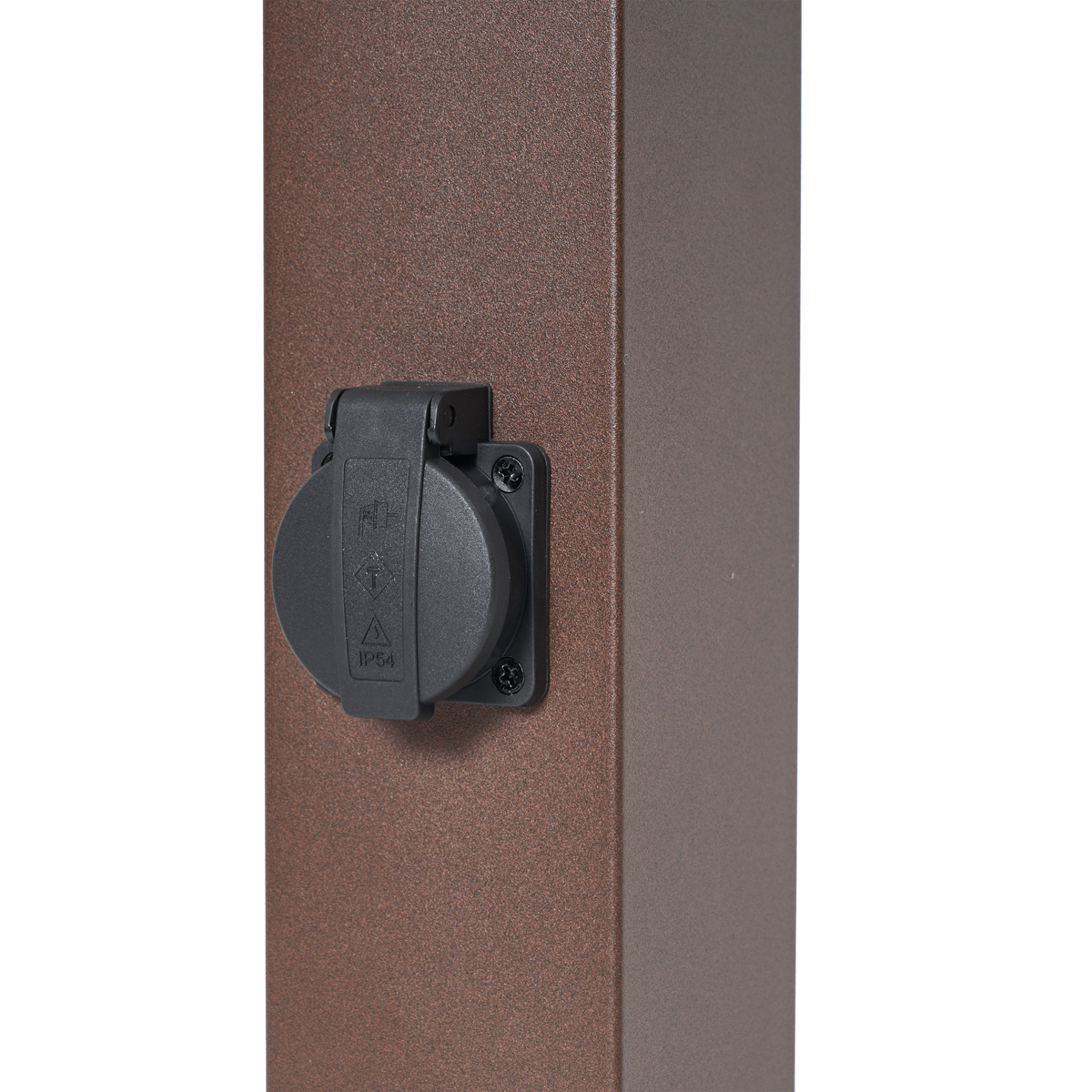 Lampada da esterno marrone ruggine con vetro trasparente 80 cm IP44 con presa e sensore di movimento - Malios