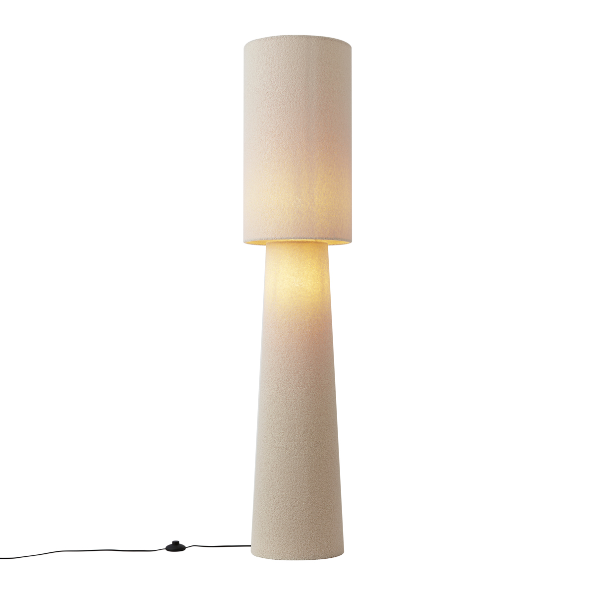 Japandi stojací lampa béžová látka teddy 2-světla - Trompet