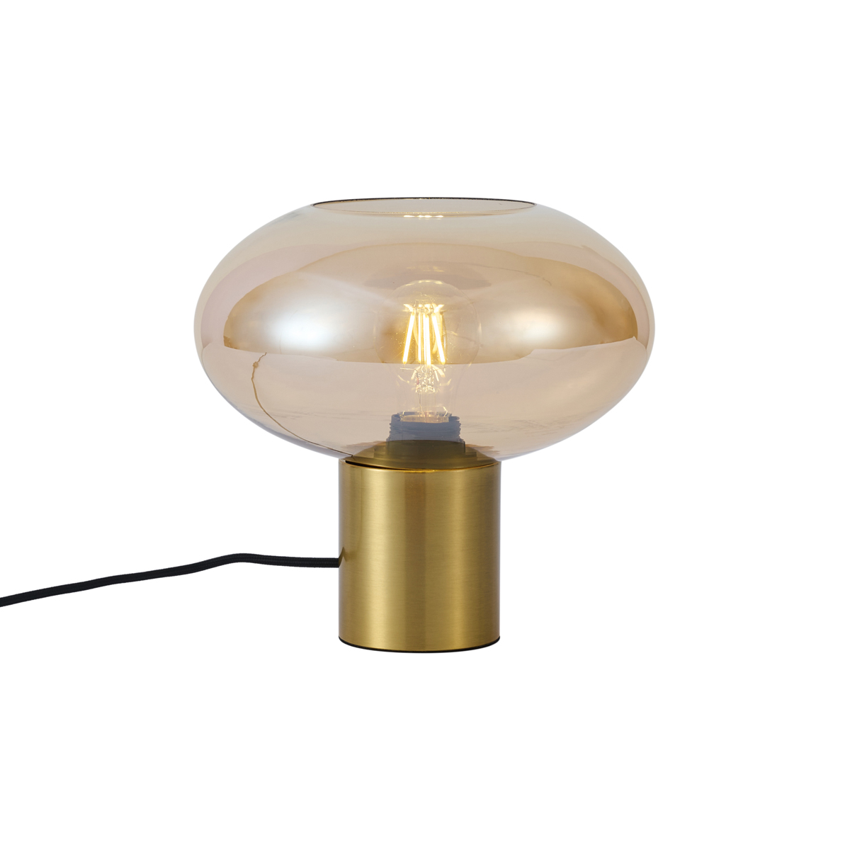 Design asztali lámpa sárgaréz borostyánszínű üveggel - Umbrella