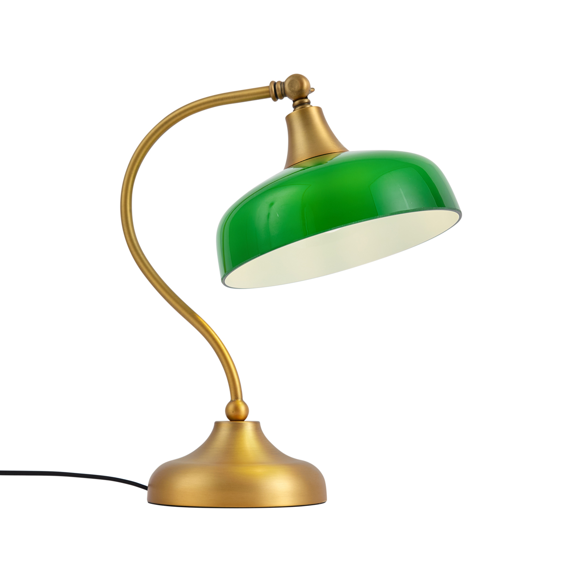 Klasszikus asztali lámpa bronz színben, zöld opálüveggel - Clerk