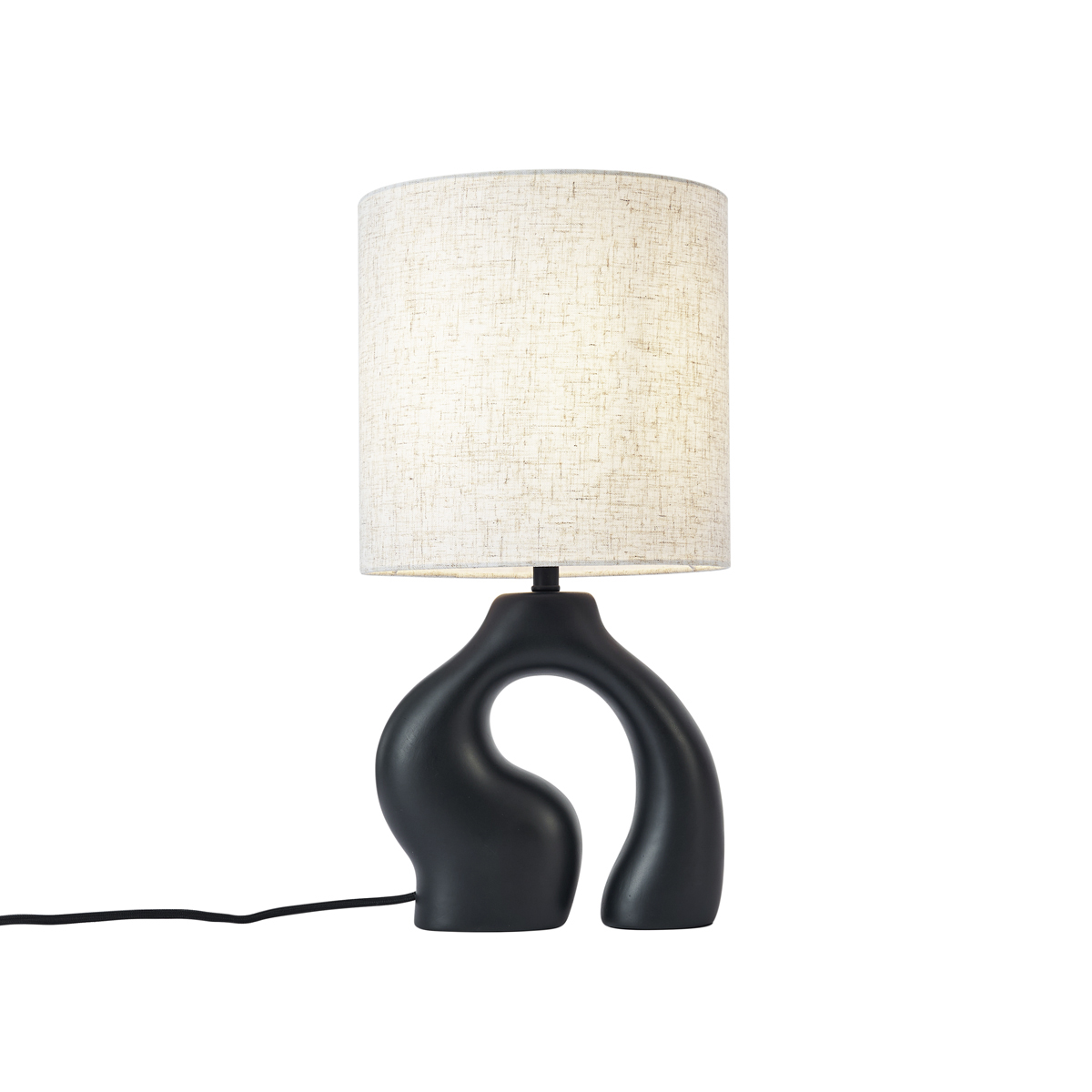 Japandi asztali lámpa fekete vászonernyővel - Dahlia