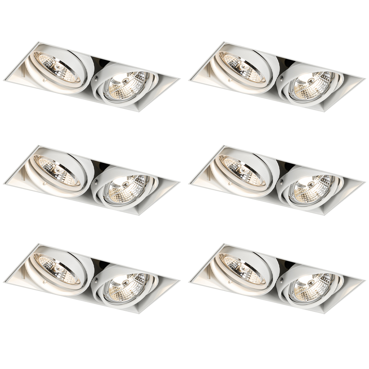 Sada 6 zapustených bodových svetiel biela GU10 50 mm 2-svetelná bezrámová - Oneon