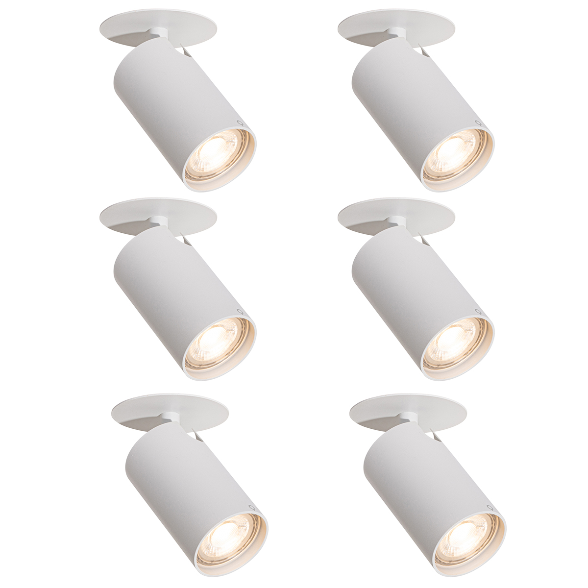 6 darabos modern, süllyesztett spotlámpa szett fehér GU10 50mm - Chels