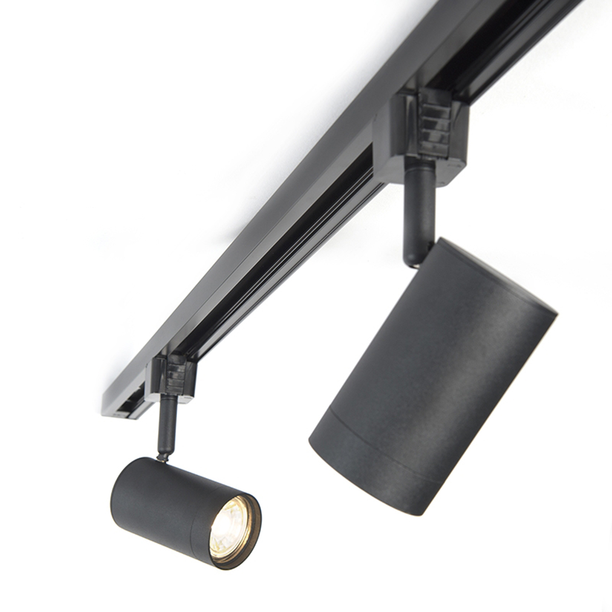 Sistema de iluminación de riel moderno con 6 focos negros monofásico de 286 cm - Iconic Jeana