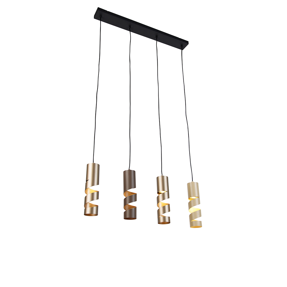 Moderne hanglamp zwart met taupe en beige 4-lichts - Stream