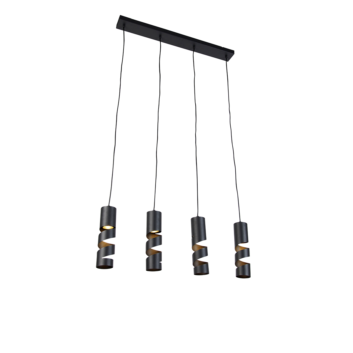 Moderne hanglamp zwart 4-lichts - Stream