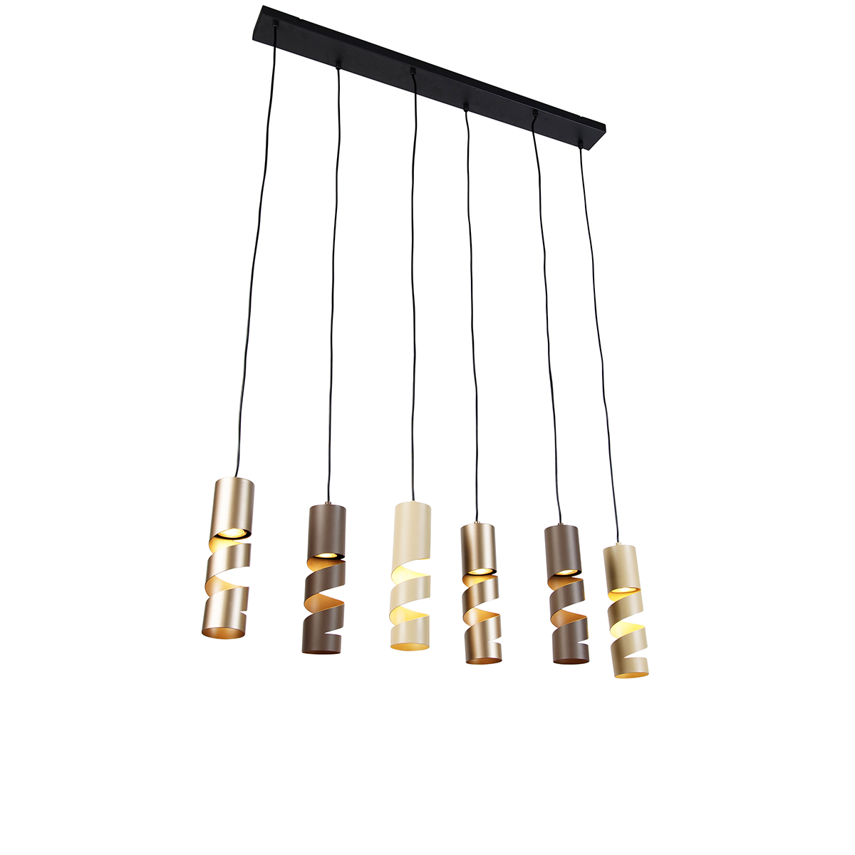Moderne hanglamp zwart met taupe en beige 6-lichts - Stream