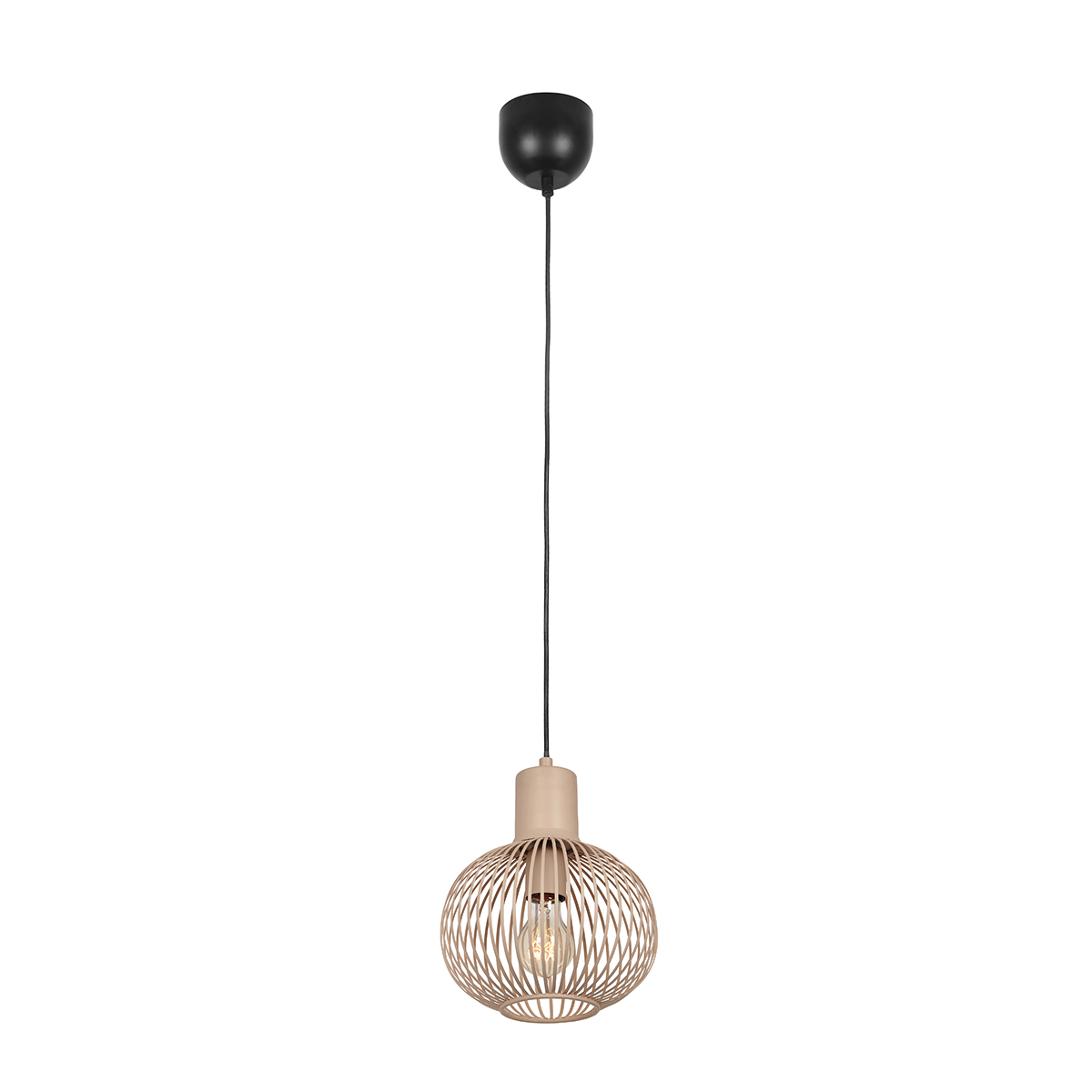 Moderne draad hanglamp zwart met beige 23cm - Gila