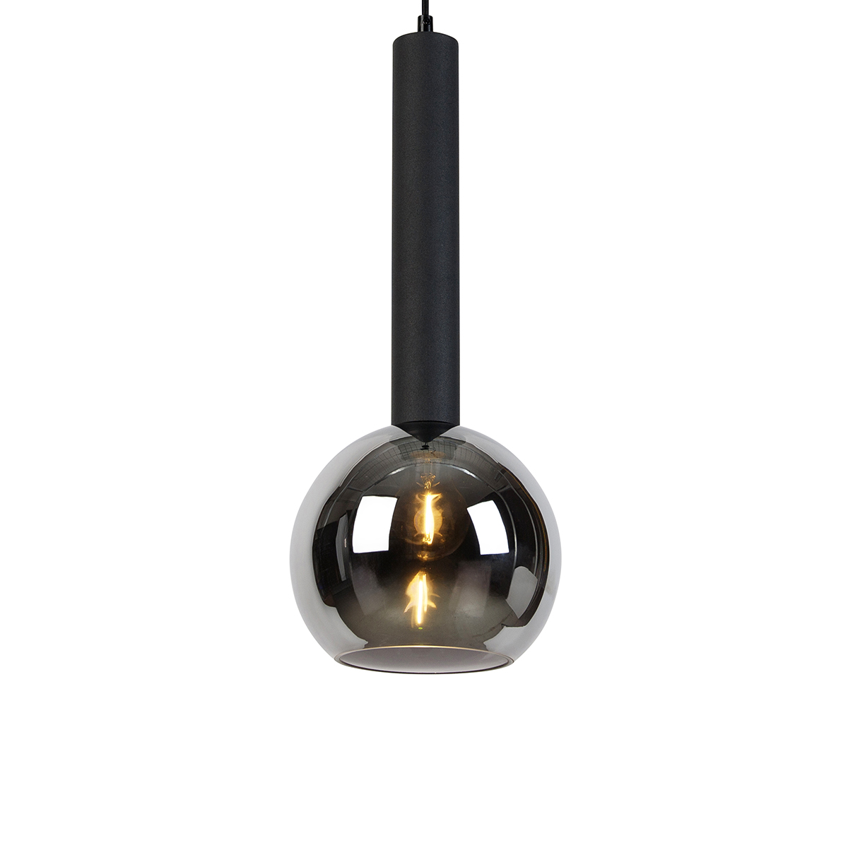 Moderné závesné svietidlo čierne s dymovým sklom - Clayton