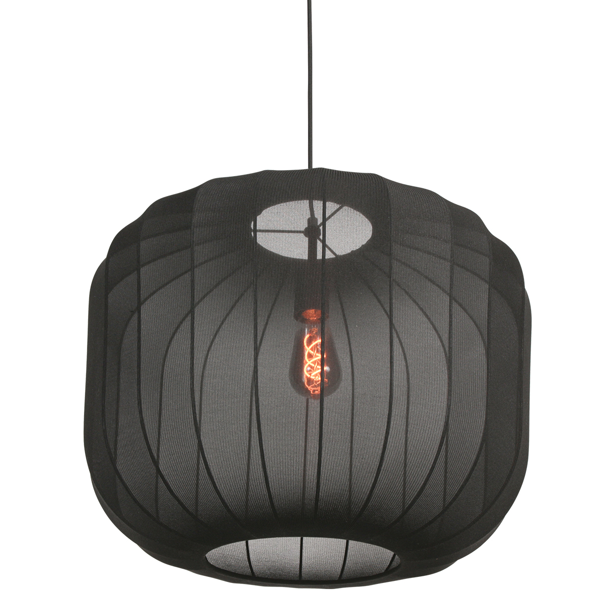Japandi függőlámpa fekete színben, szövetbúrával, 55 cm - Sable