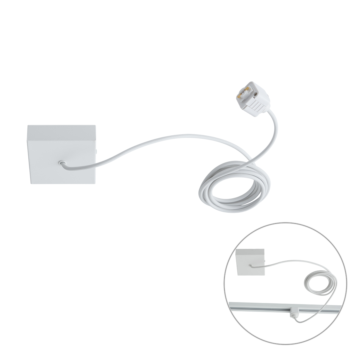 Tápellátás 1 fázisú sínhez, négyszögletes rögzítőlappal, fehér - Iconic