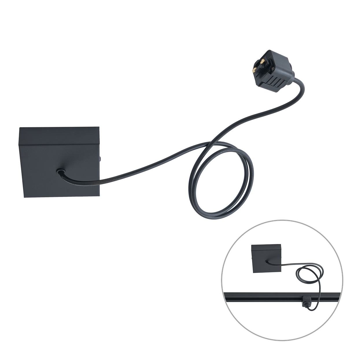 Tápellátás 1 fázisú sínhez, négyszögletes rögzítőlappal, fekete - Iconic