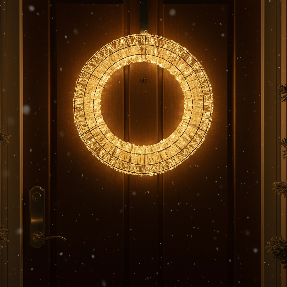 Karácsonyi függőlámpa koszorú ezüst 45cm LED-del IP44 - Nawa