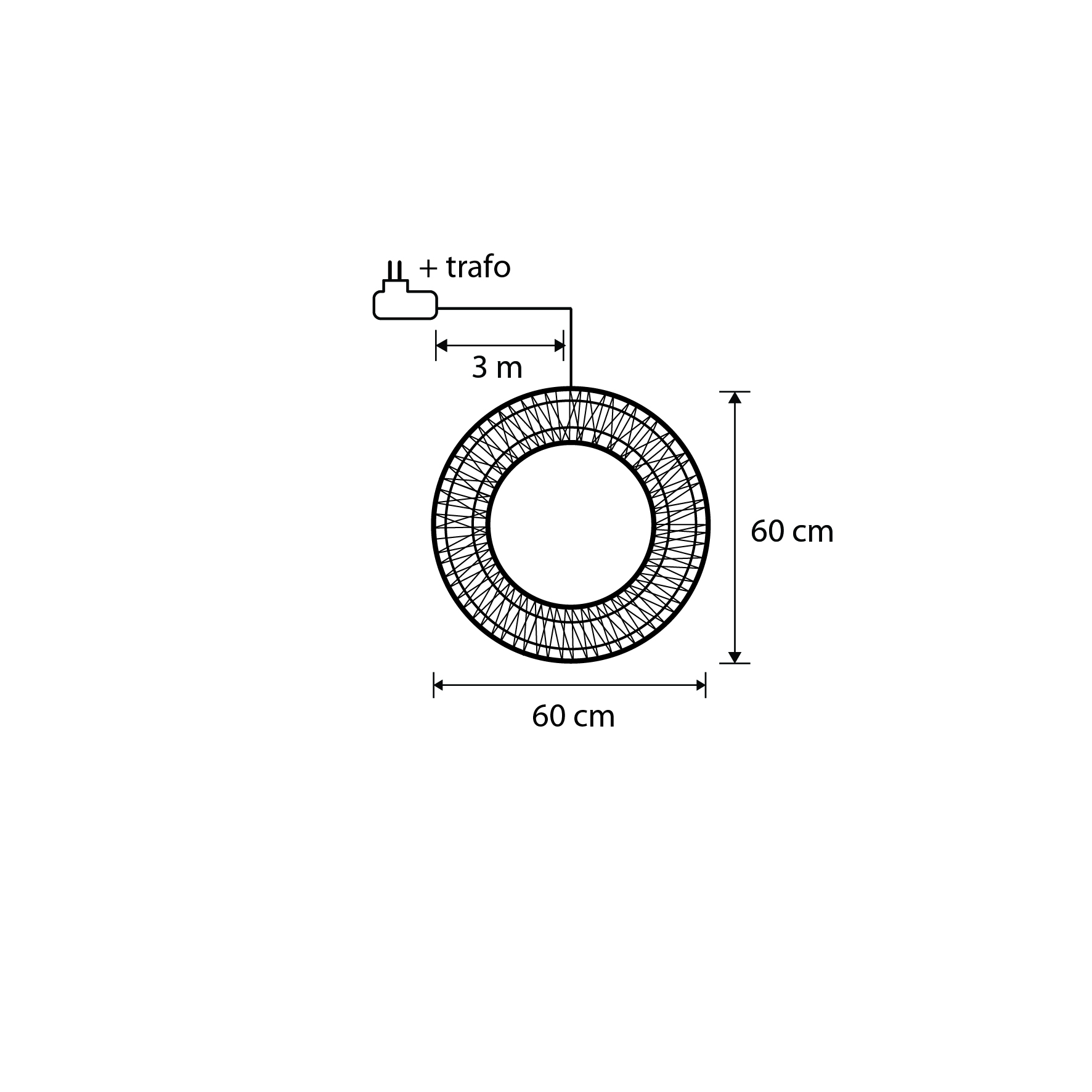 Karácsonyi függőlámpa koszorú ezüst 60cm LED-del IP44 - Nawa