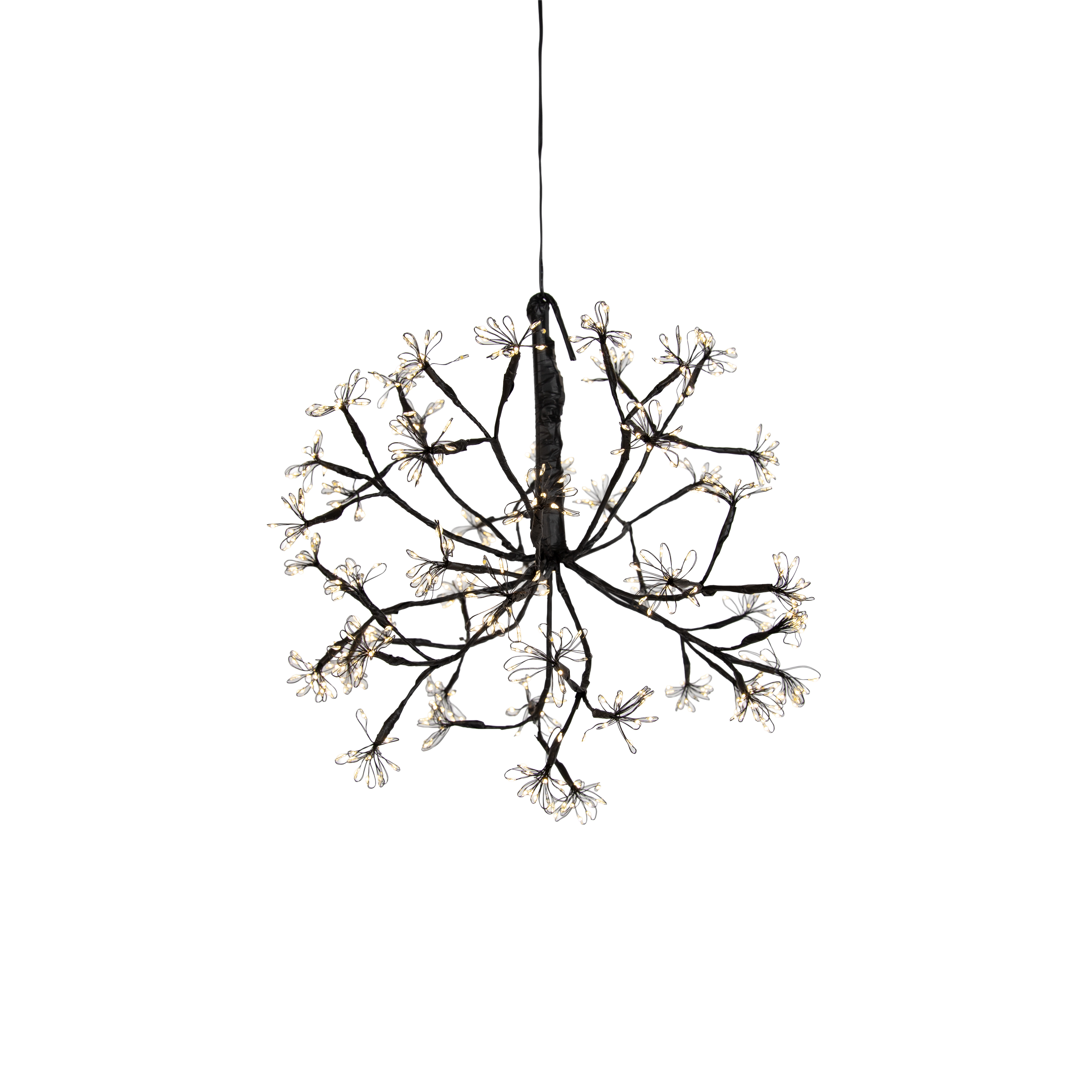 Karácsonyi függőlámpa gömb fekete 40 cm LED-del, időzítővel IP44 - Nobu