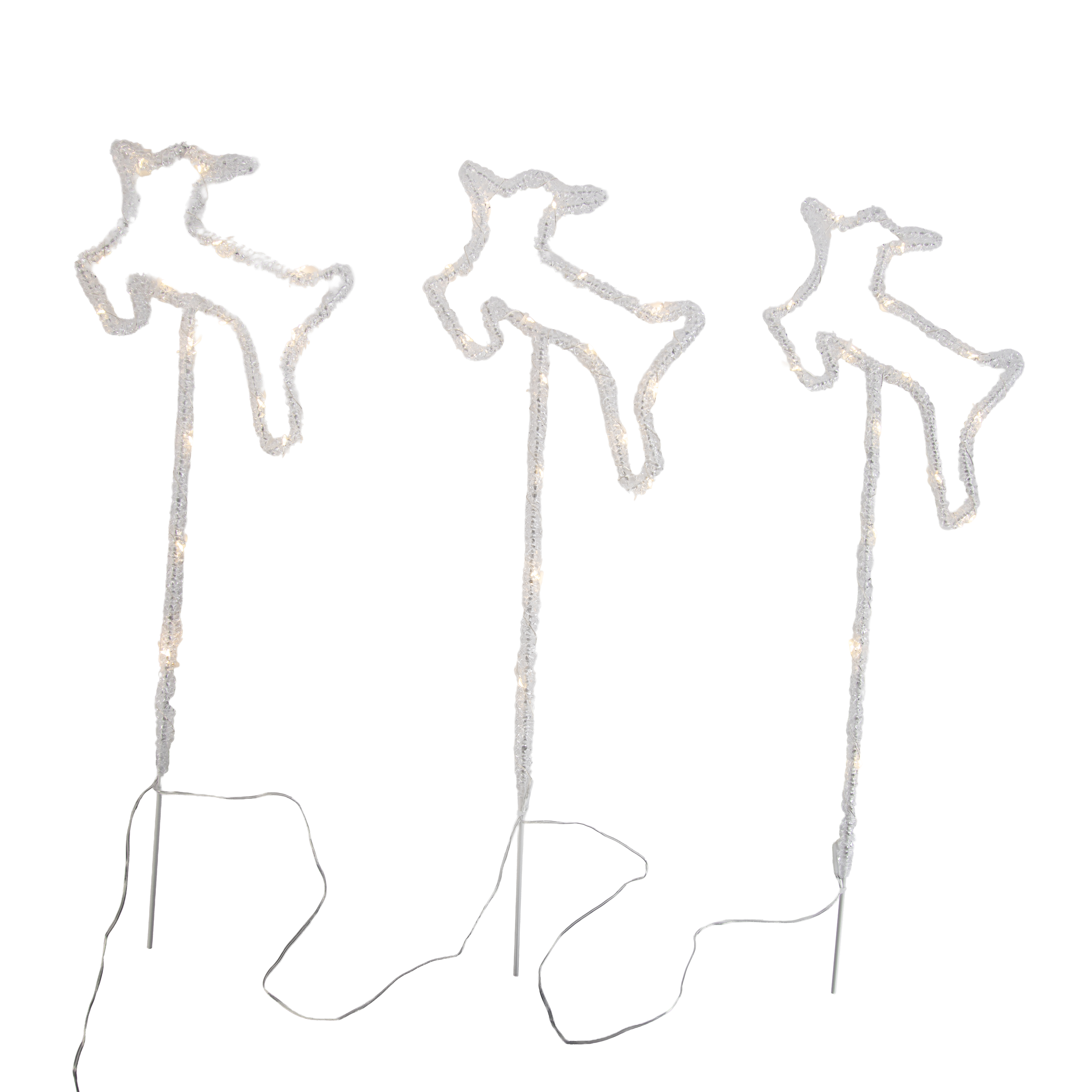 3 darabos karácsonyi reflektor szett fehér szarvas LED-del és időzítővel IP44 - Shika