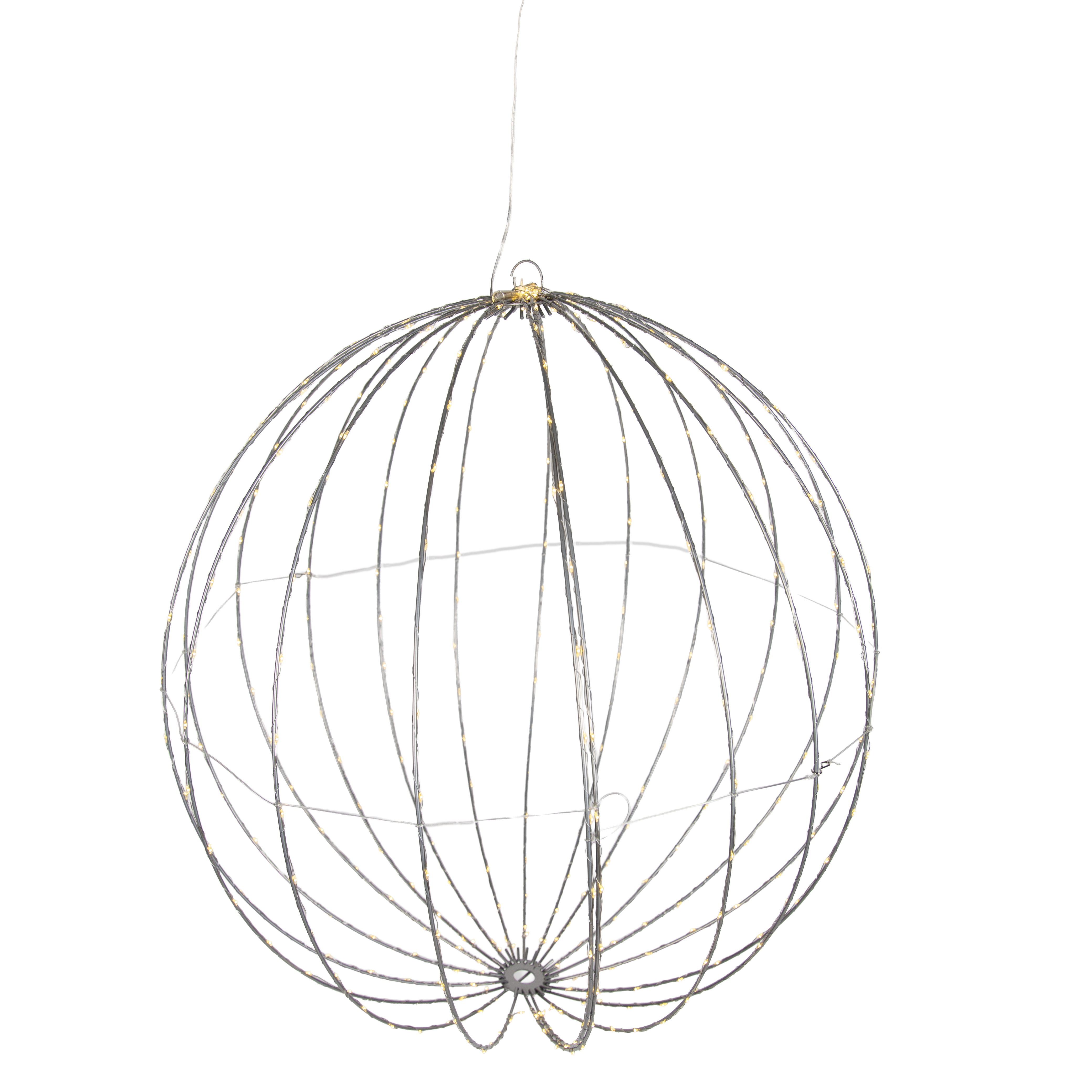 Karácsonyi függőlámpa gömb fehér 60cm LED-del, időzítővel IP44 - Nobi