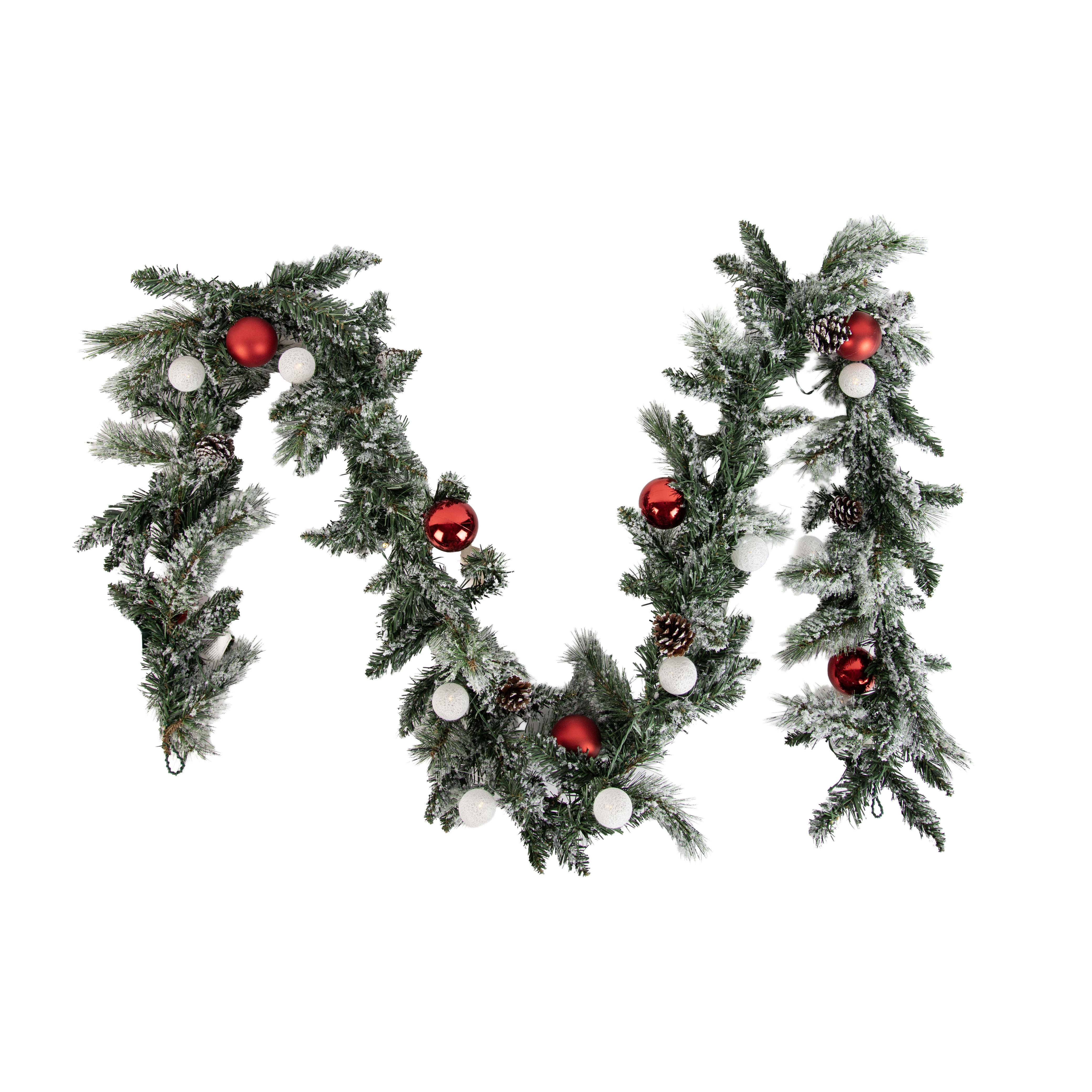 Karácsonyi girland piros-fehér 270 cm LED-del és időzítővel - Jack