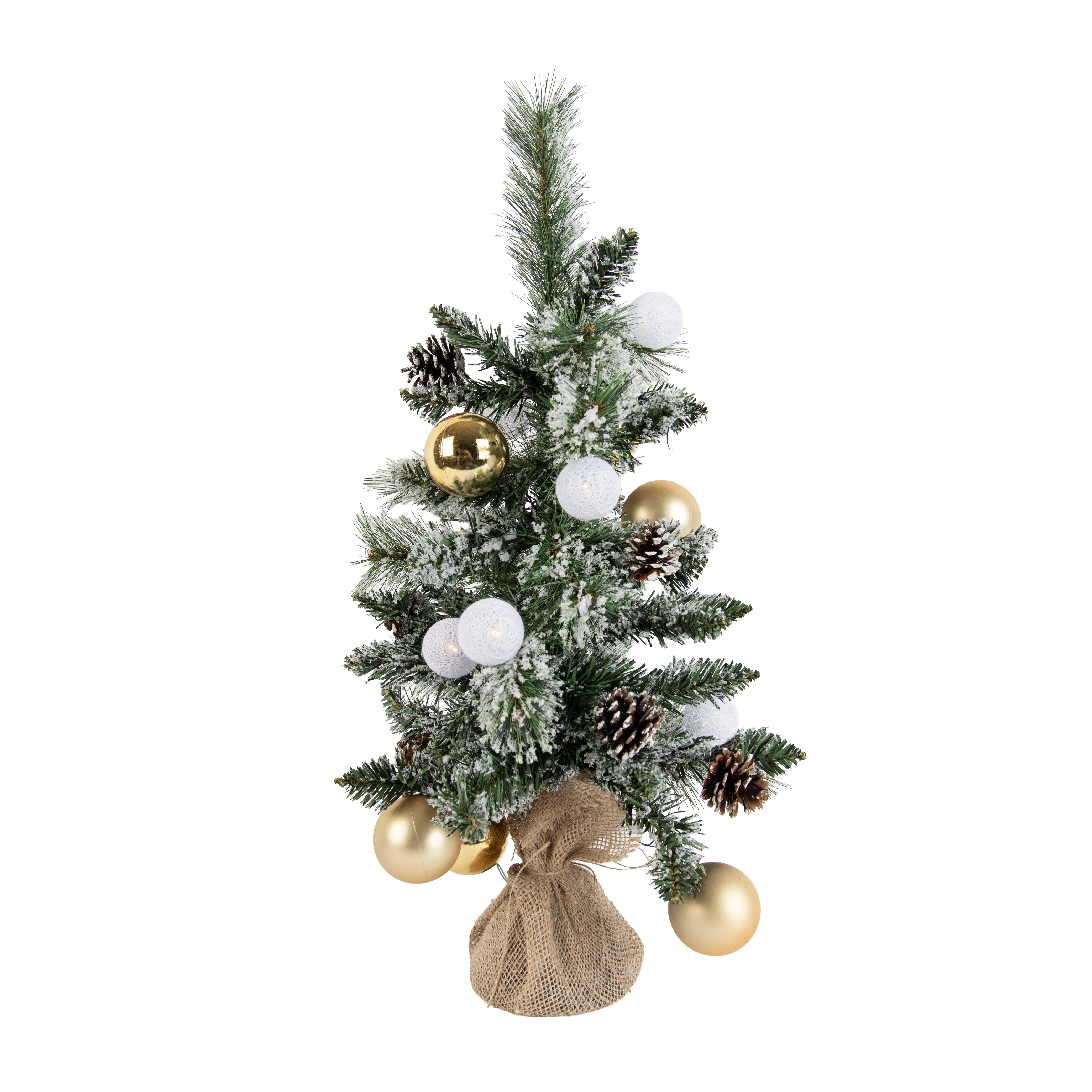 Karácsonyfa fehér arannyal 60 cm LED-del és időzítővel - Jack