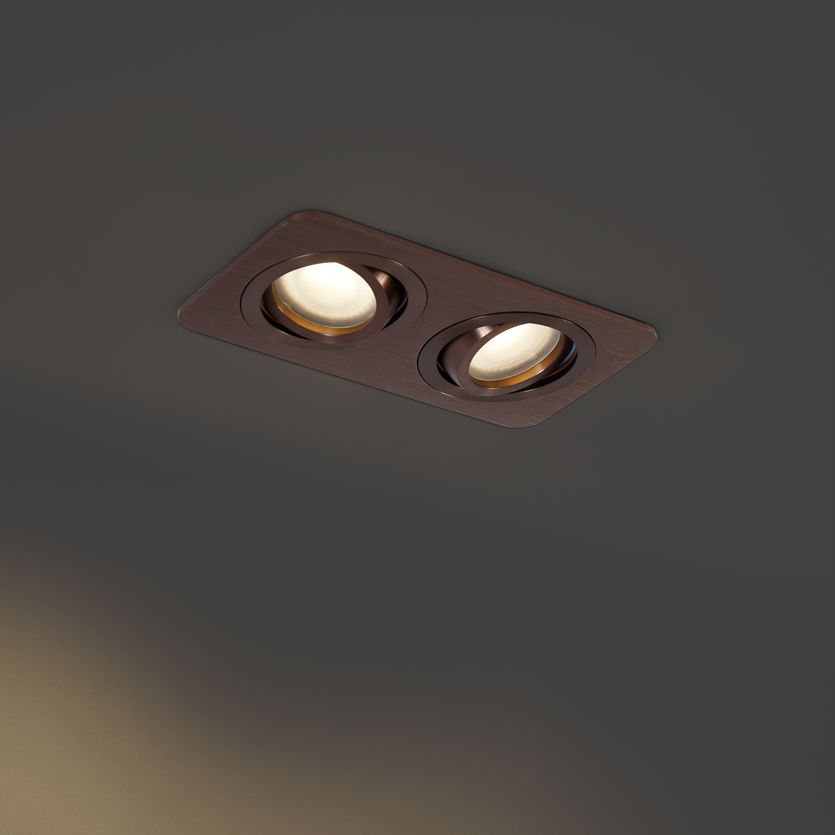 Set of 6 Rounded Recessed Spotlights Dark Bronze GU10 50mm Swiveling and Tilting IP44 2-Lights - Alberto