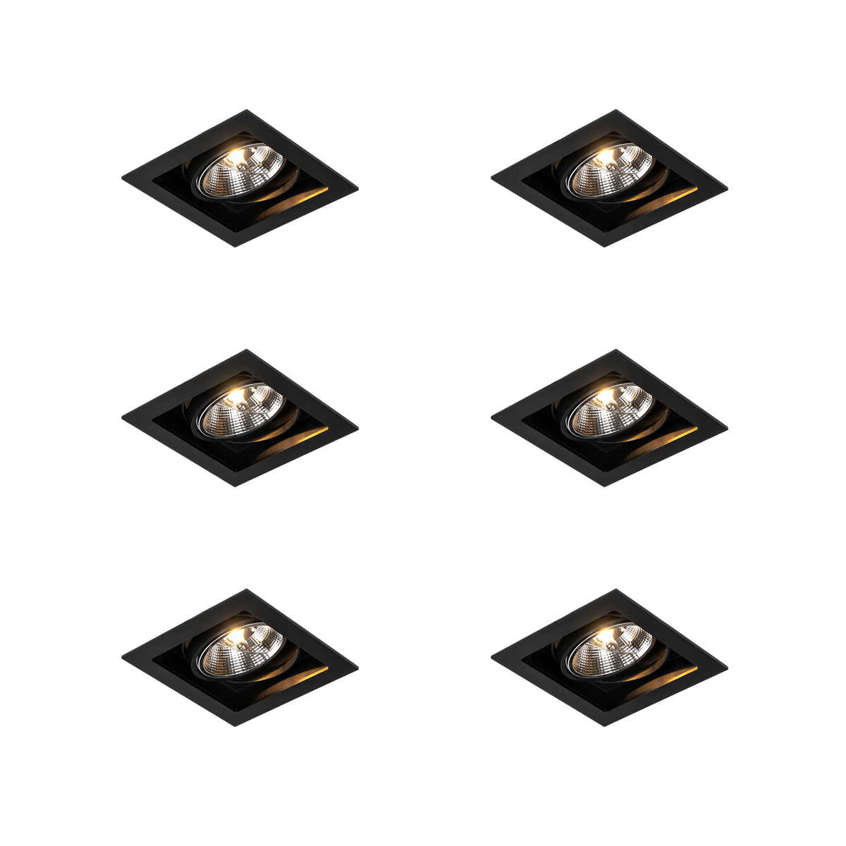 Sada 6 ks Moderný zapustený bodový čierny 18 cm nastaviteľný - Artemis 111