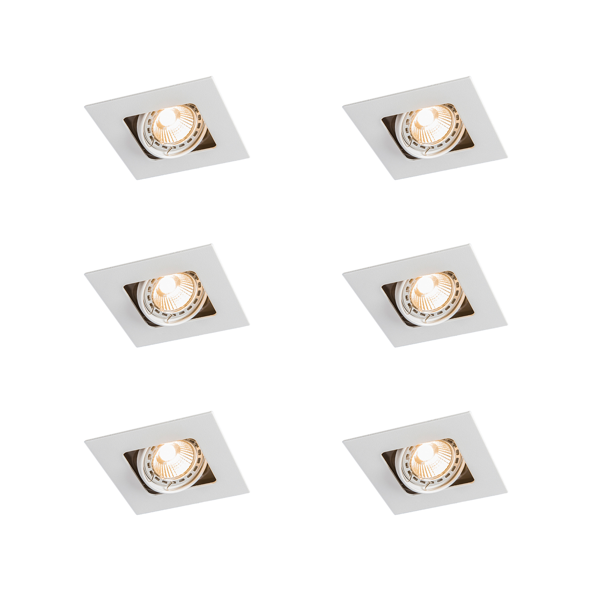 Sada 6 ks Hranaté zapustené bodové biele otočné a sklopné - Artemis