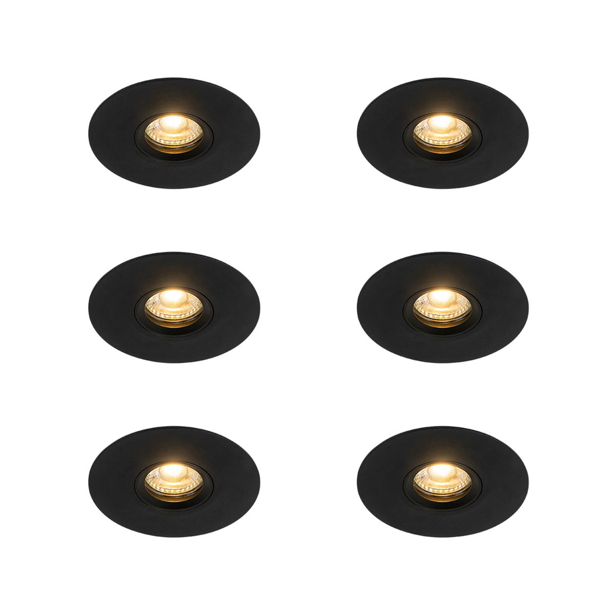 Sada 6 ks Moderné zapustené bodové čierne 12 cm - Buco