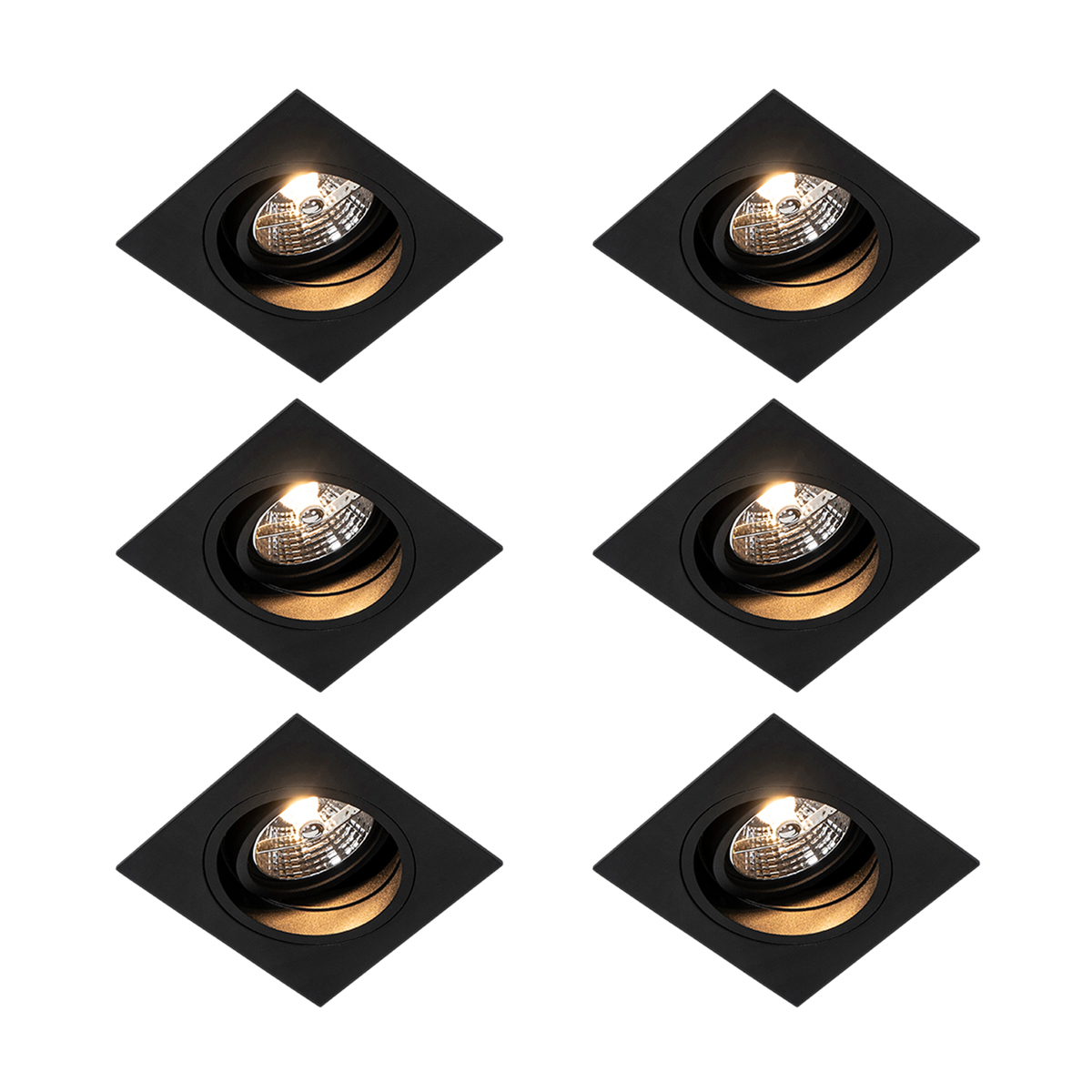 Sada 6 ks Moderné zapustené bodové čierne nastaviteľné - skľučovadlo 70