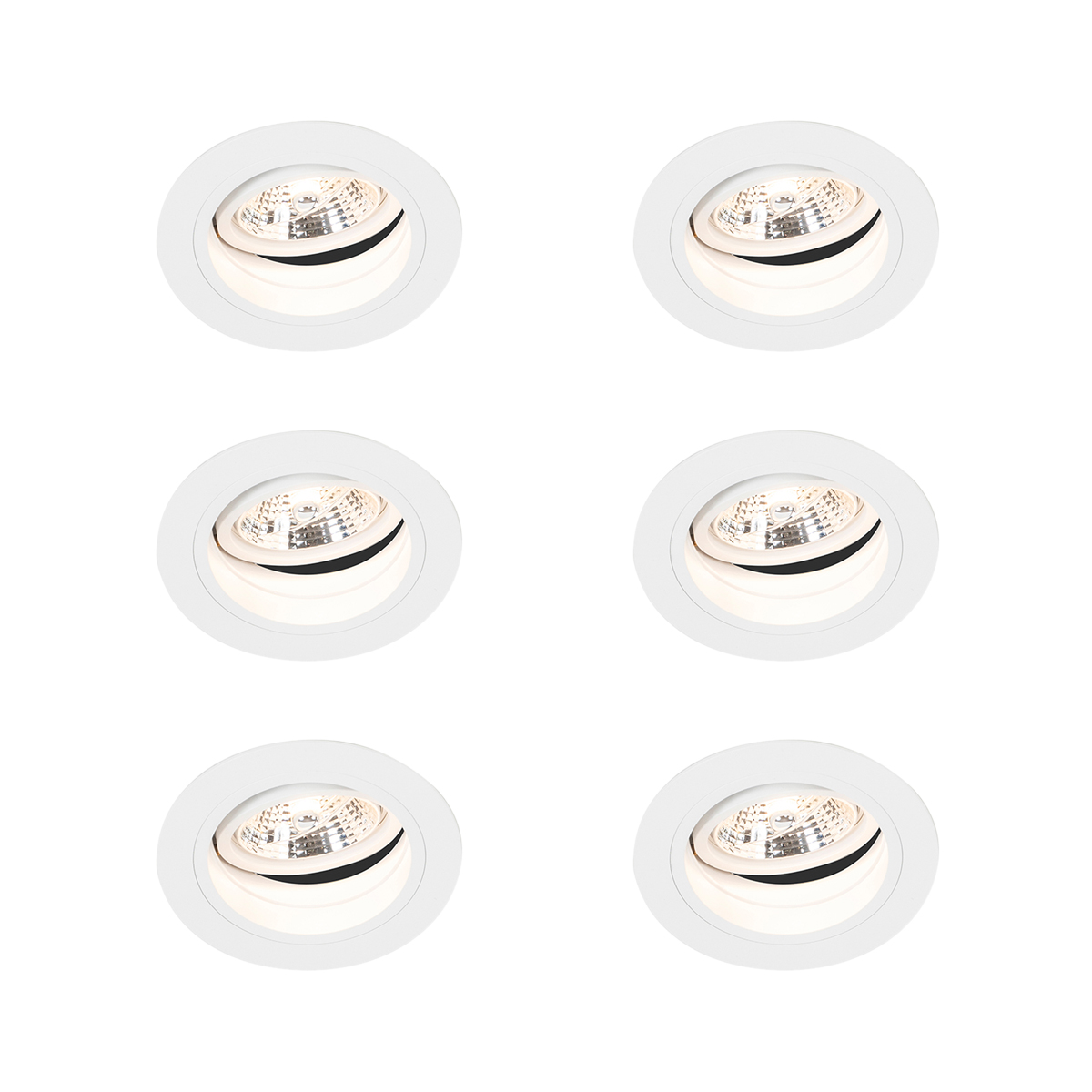 Sada 6 ks Zapustené bodové biele nastaviteľné okrúhle - skľučovadlo 70