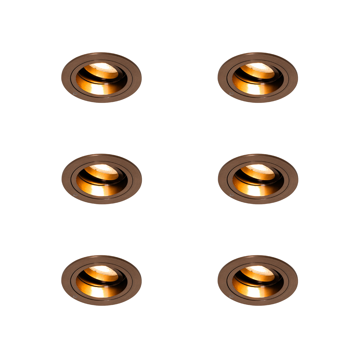 6 darabos süllyesztett spotlámpa szett sötét bronz kerek állítható - Chuck