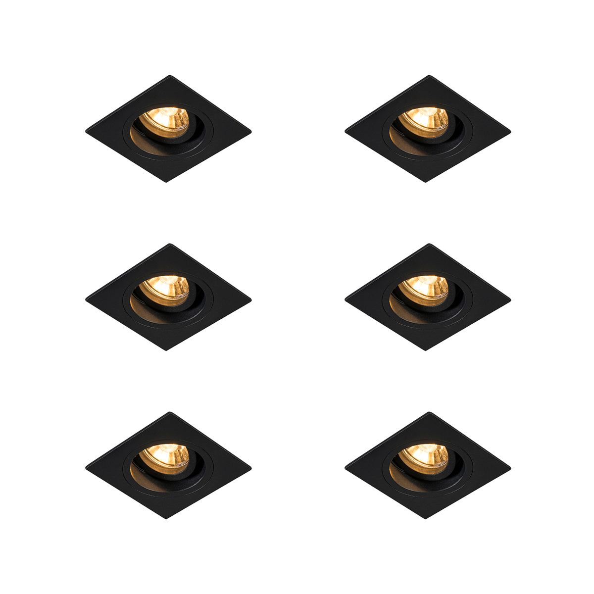 6 darabos modern, süllyesztett spotlámpa készlet fekete 9,3 cm-es, forgatható és dönthető - Chuck