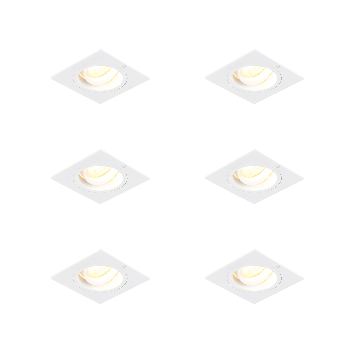 Sada 6 zapustených bodových svetiel štvorcových bielych otočných a naklápacích - Chuck