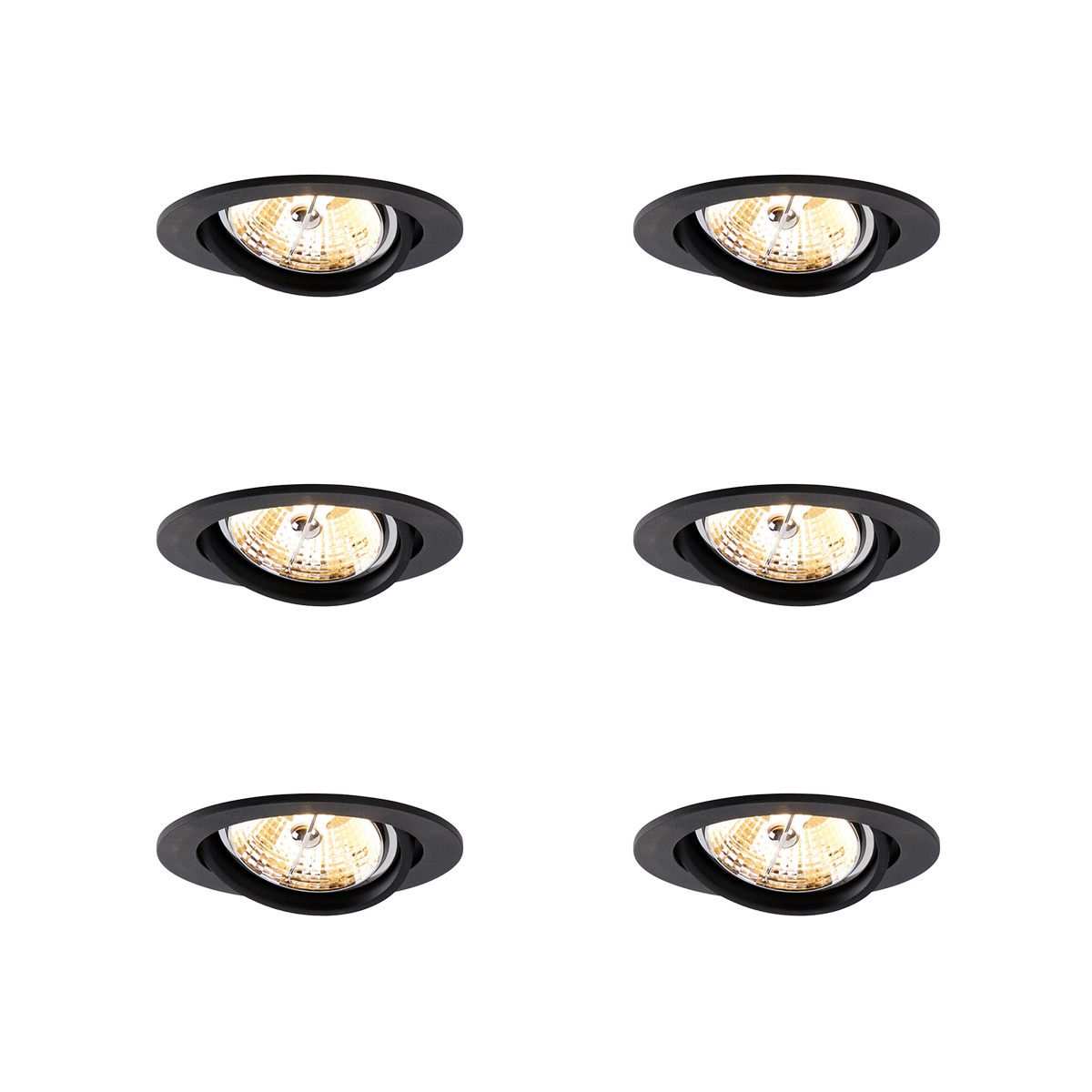 Sada 6 moderných čiernych naklápacích zapustených bodových svetiel AR70 - Cisco