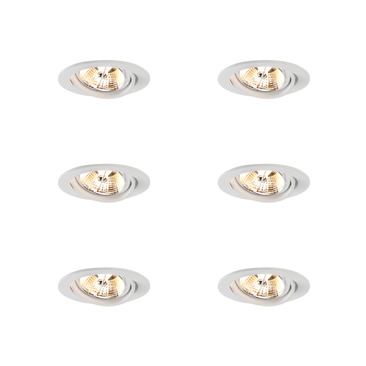 Sada 6 moderných zapustených bodových svietidiel bielej farby s možnosťou naklápania AR70 - Cisco