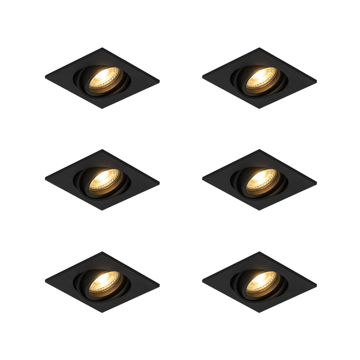 Sada 6 moderných zapustených bodových svetiel čierna nastaviteľná - Club